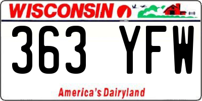 WI license plate 363YFW