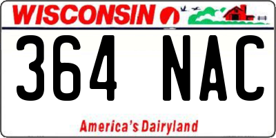 WI license plate 364NAC