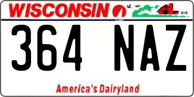 WI license plate 364NAZ
