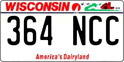 WI license plate 364NCC