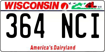 WI license plate 364NCI