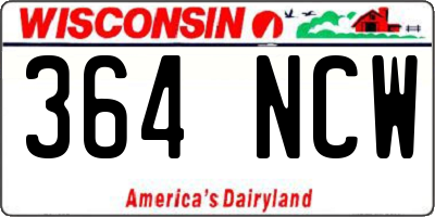 WI license plate 364NCW