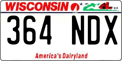 WI license plate 364NDX