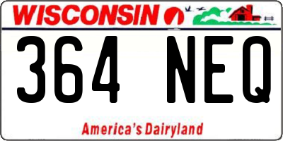 WI license plate 364NEQ