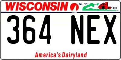 WI license plate 364NEX