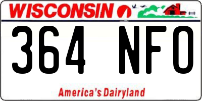 WI license plate 364NFO