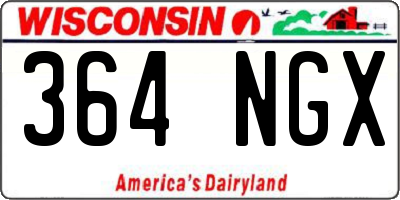 WI license plate 364NGX