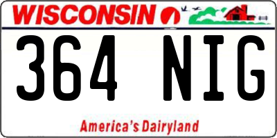 WI license plate 364NIG