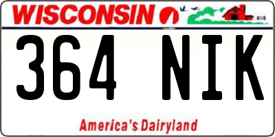WI license plate 364NIK
