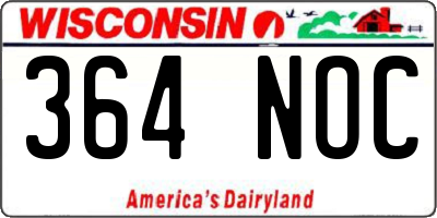 WI license plate 364NOC