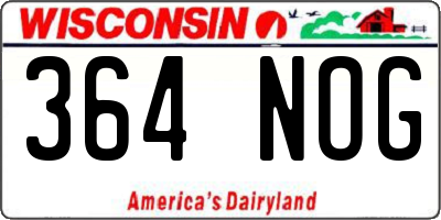 WI license plate 364NOG