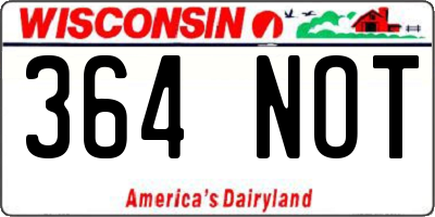 WI license plate 364NOT