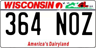 WI license plate 364NOZ