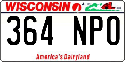 WI license plate 364NPO