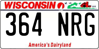 WI license plate 364NRG