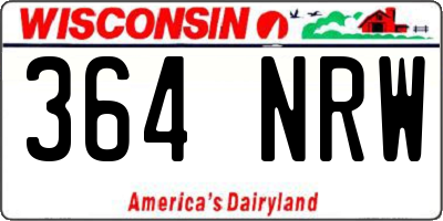 WI license plate 364NRW