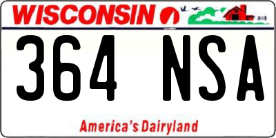 WI license plate 364NSA