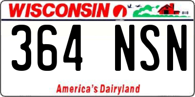 WI license plate 364NSN