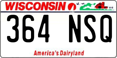 WI license plate 364NSQ