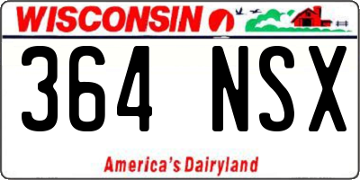 WI license plate 364NSX