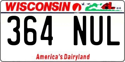 WI license plate 364NUL