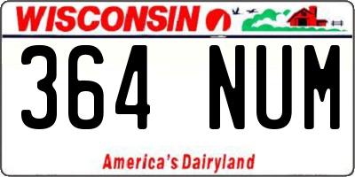 WI license plate 364NUM