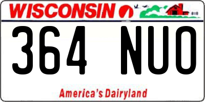 WI license plate 364NUO