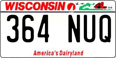 WI license plate 364NUQ