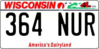 WI license plate 364NUR