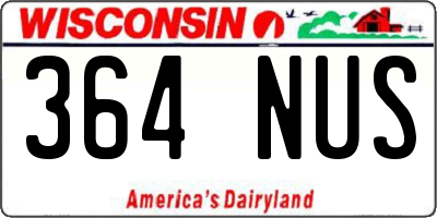 WI license plate 364NUS