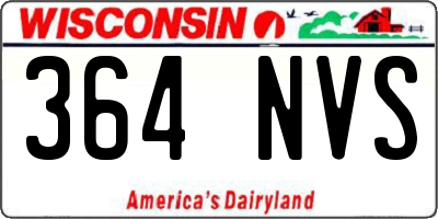 WI license plate 364NVS