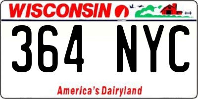 WI license plate 364NYC