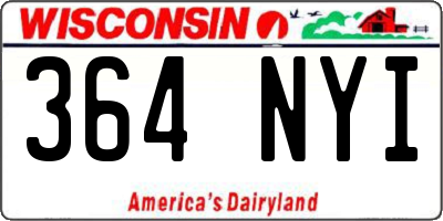 WI license plate 364NYI
