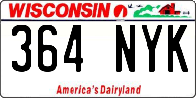 WI license plate 364NYK