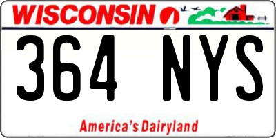WI license plate 364NYS