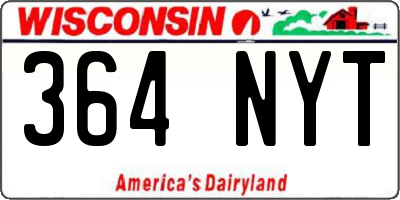 WI license plate 364NYT