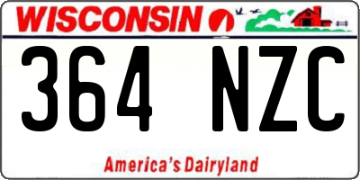 WI license plate 364NZC