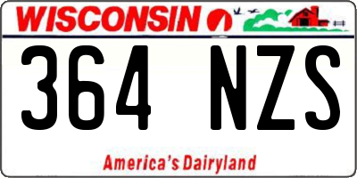 WI license plate 364NZS