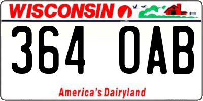 WI license plate 364OAB