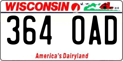 WI license plate 364OAD