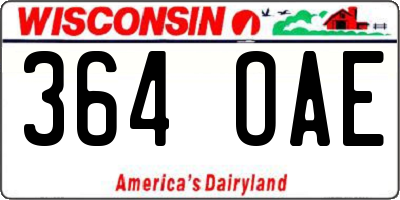 WI license plate 364OAE