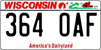 WI license plate 364OAF