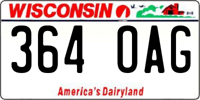 WI license plate 364OAG