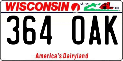 WI license plate 364OAK
