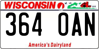 WI license plate 364OAN