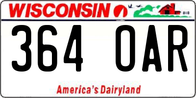 WI license plate 364OAR
