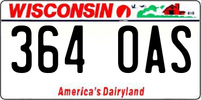 WI license plate 364OAS
