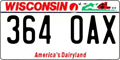 WI license plate 364OAX