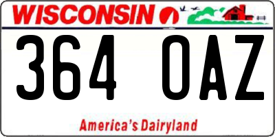 WI license plate 364OAZ