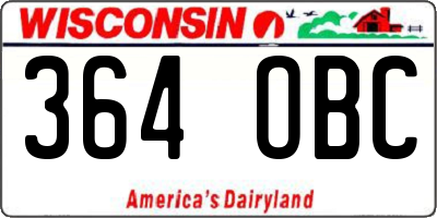 WI license plate 364OBC